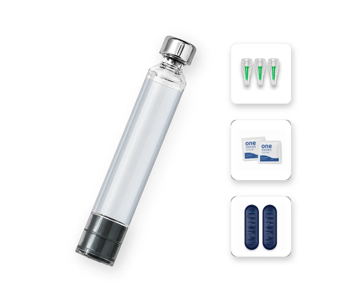 GLP3 10 mg / 30 mg: refill cartridge with pen needles, alcohol swabs and cold-gel ice packs